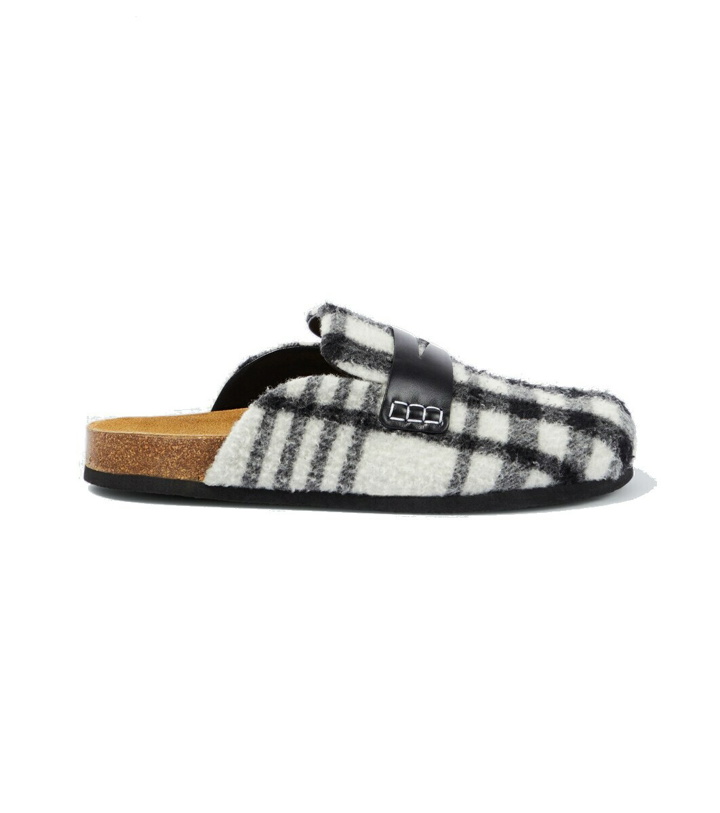 Photo: JW Anderson Checked leather-trimmed mules