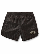 Nike - BODE Scrimmage Straight-Leg Logo-Embroidered Striped Satin Shorts - Brown