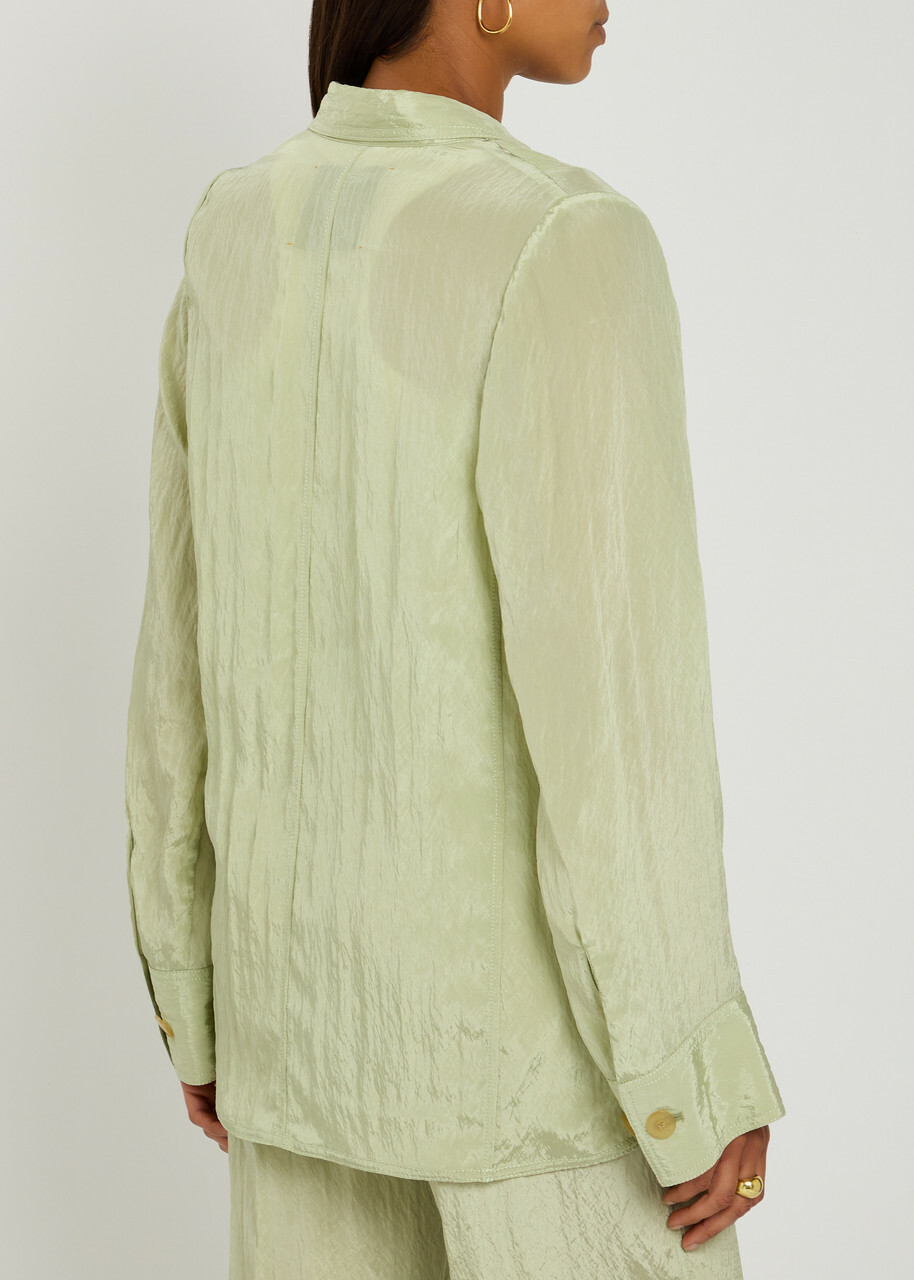 Forte_forte Crinkled Satin Blazer Light Green