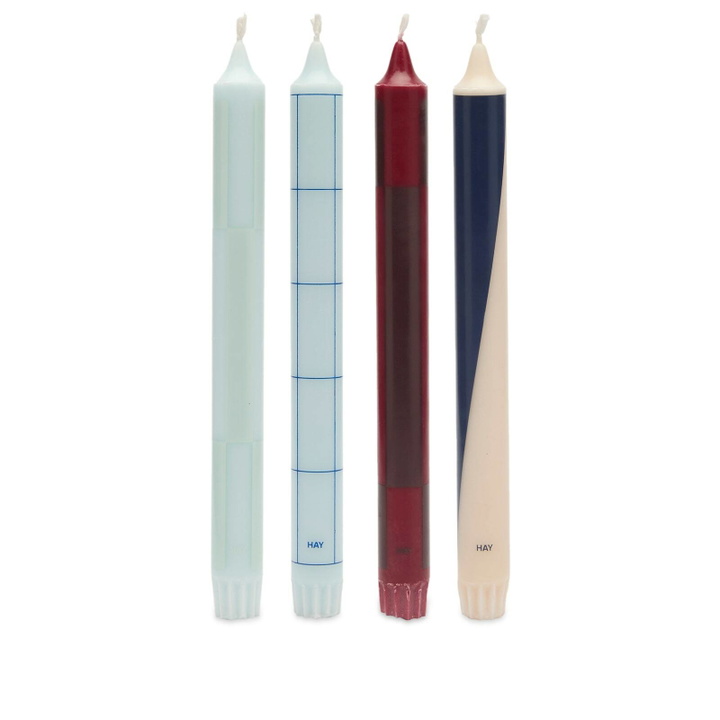 Photo: HAY Pattern Candle - Set of 4 in Blues/Bordeaux 