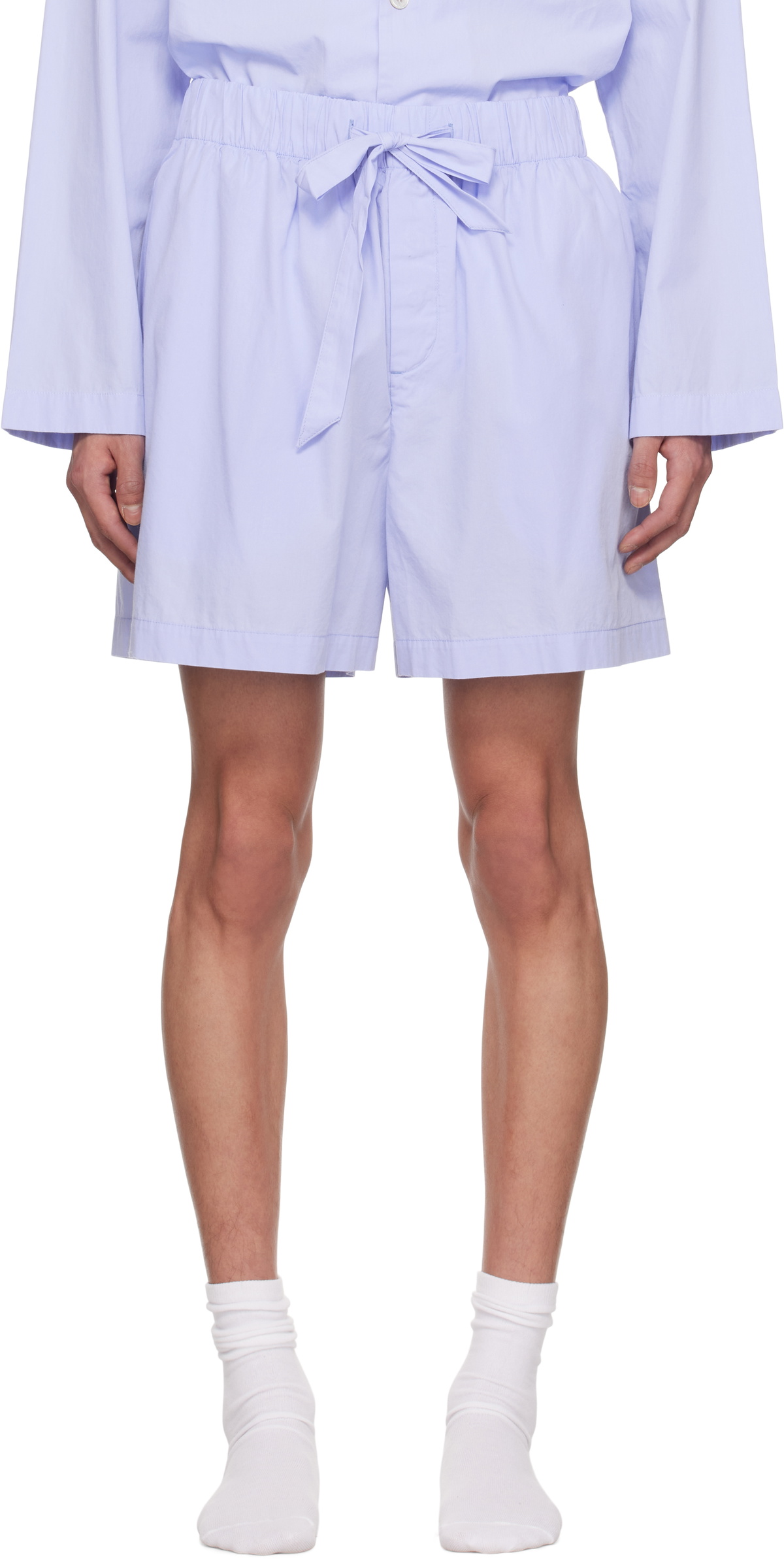 Tekla Blue Poplin Pyjama Shorts
