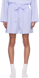 Tekla Blue Poplin Pyjama Shorts