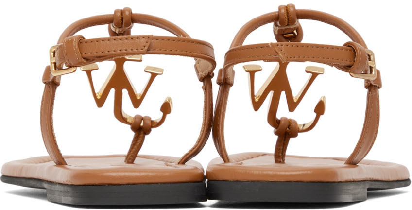 【JW ANDERSON】Logo Flat Sandals/追跡+関税+全国送料込み JW Anderson Tan Logo Flat Sandals JW Anderson
