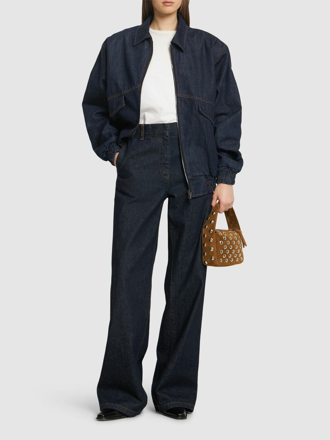 MAGDA BUTRYM 180725VNTGBLUE 関税送料込 MAGDA BUTRYM Zip-up Denim Bomber Jacket Magda Butrym