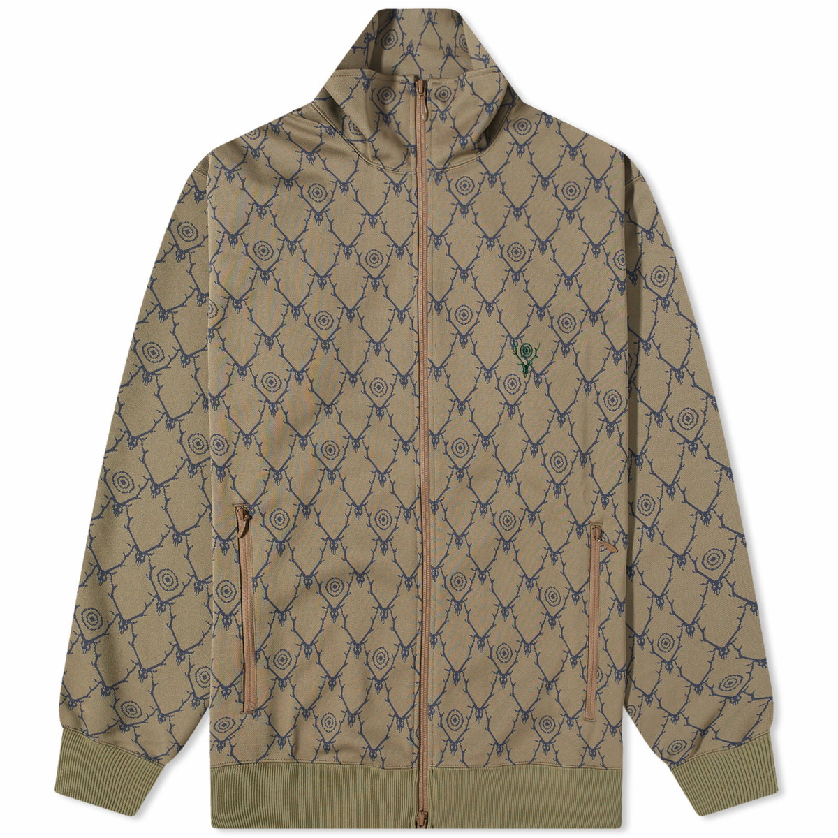 South2 West8 Men's Skull & Target Trainer Jacket in Khaki South2 West8