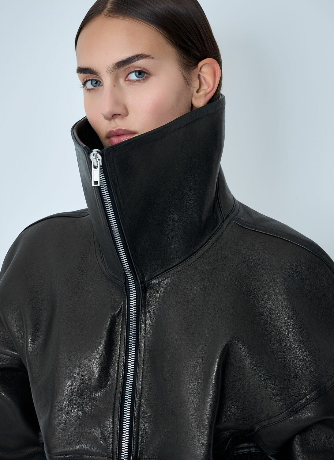 Rick Owens Leather Bomber Jacket