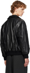 Dunst Black Stand Collared Leather Jacket