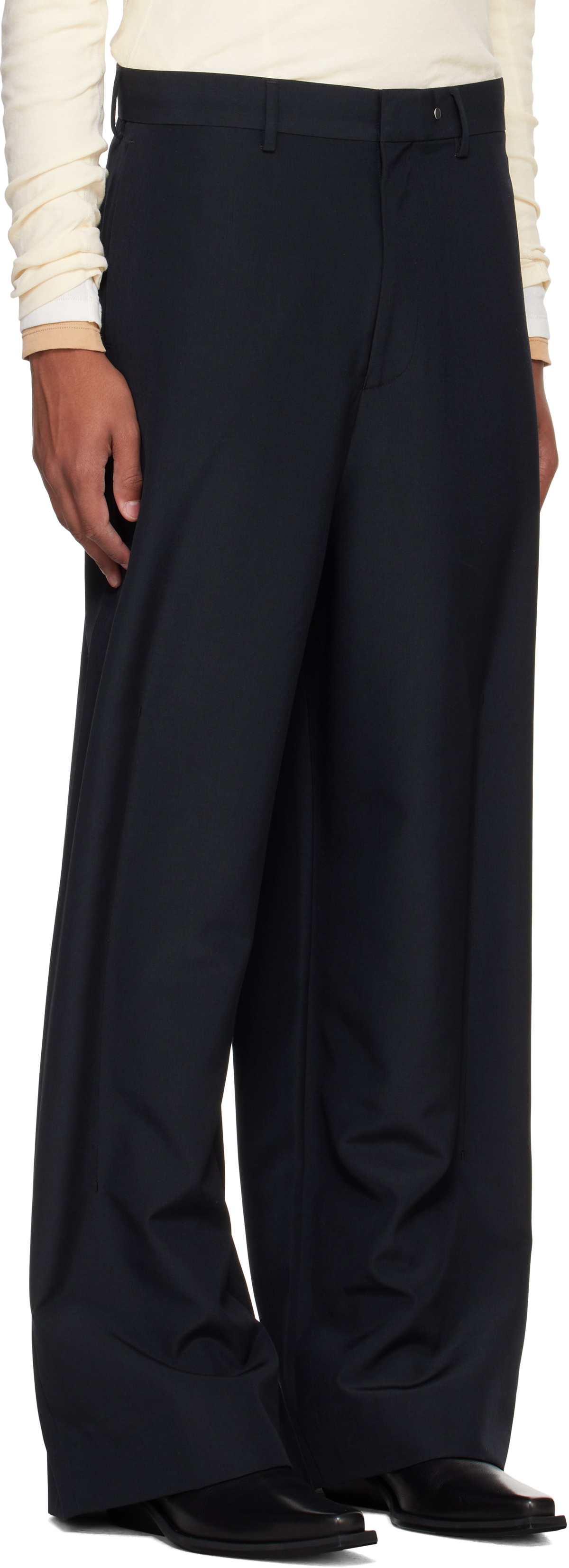 Karmuel Young Black Vacuum Wide Leg Trousers