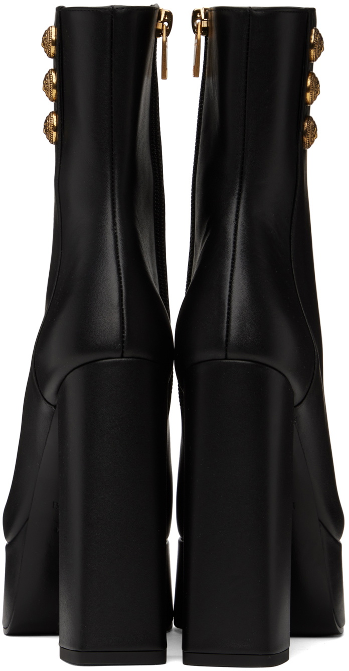 BALMAIN 26S BOOTS IN BLACK GLOSSY CALFSKIN