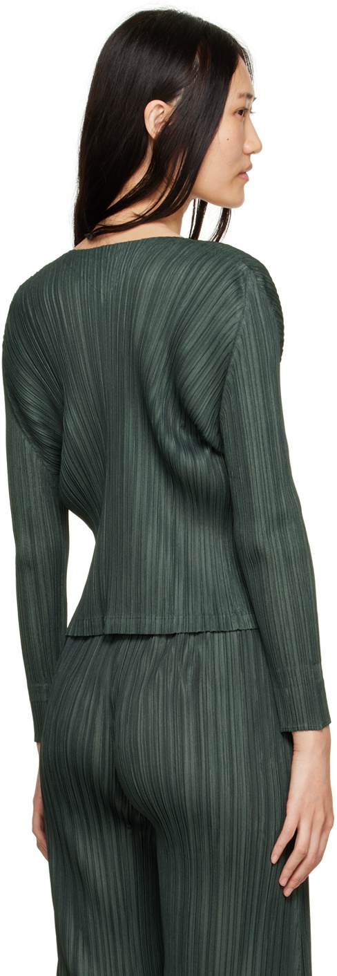 Pleats Please Issey Miyake Green Mellow Pleats Cardigan Pleats