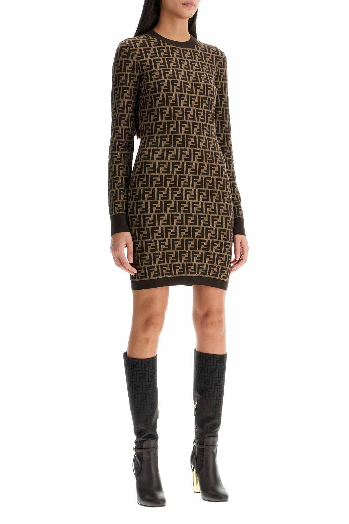 【送料&関税込】Fendi Brown Wool And Sequins Mini Dress FZDC83ASJTF0GGE_01