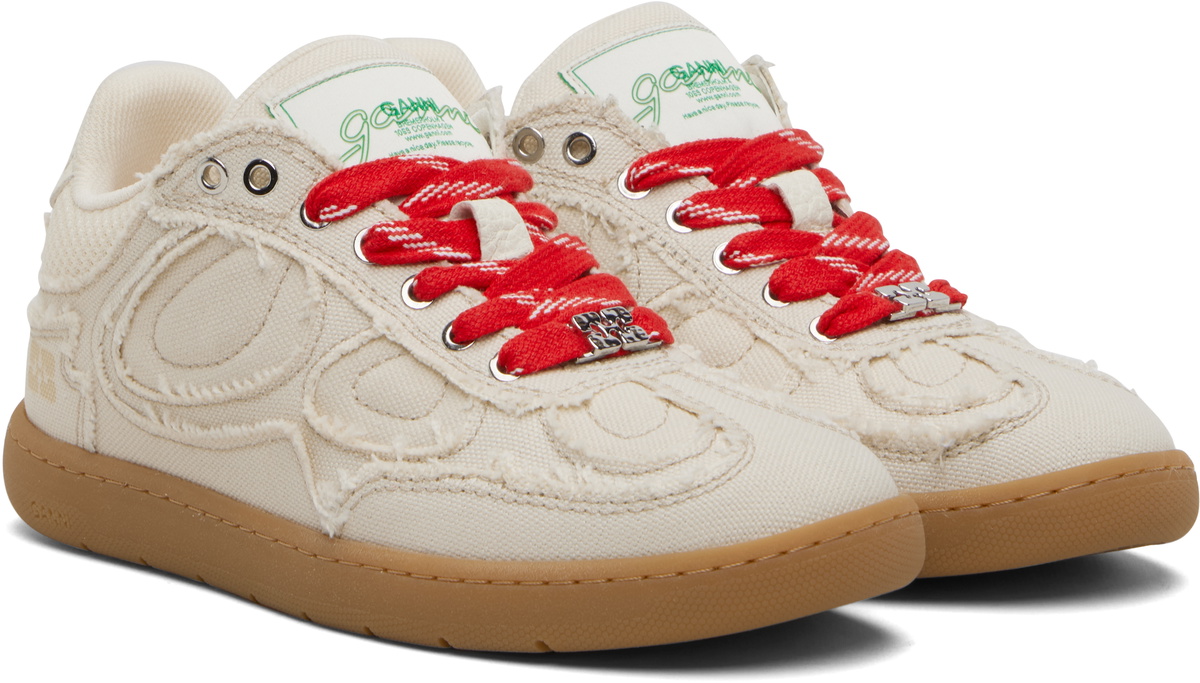 GANNI Beige 08 Canvas Raw Edge Sneakers