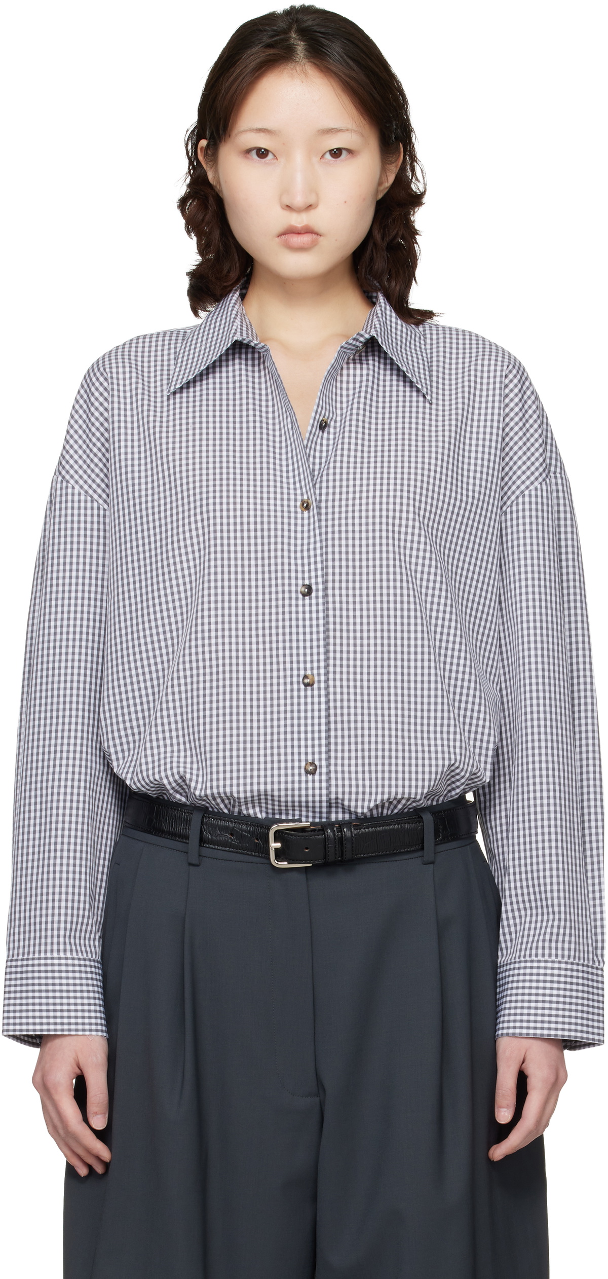 Cordera Gray & White Oversized Shirt