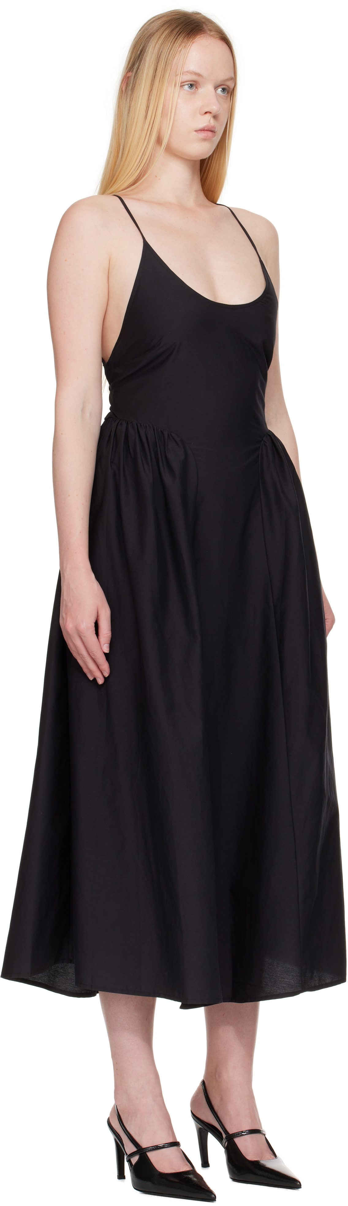 Silk Laundry Black Dive Midi Dress