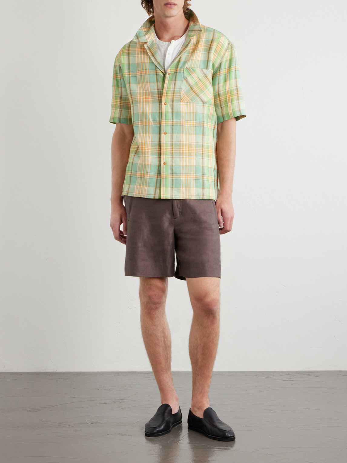 God's True Cashmere - Straight-Leg Linen-Twill Shorts - Brown