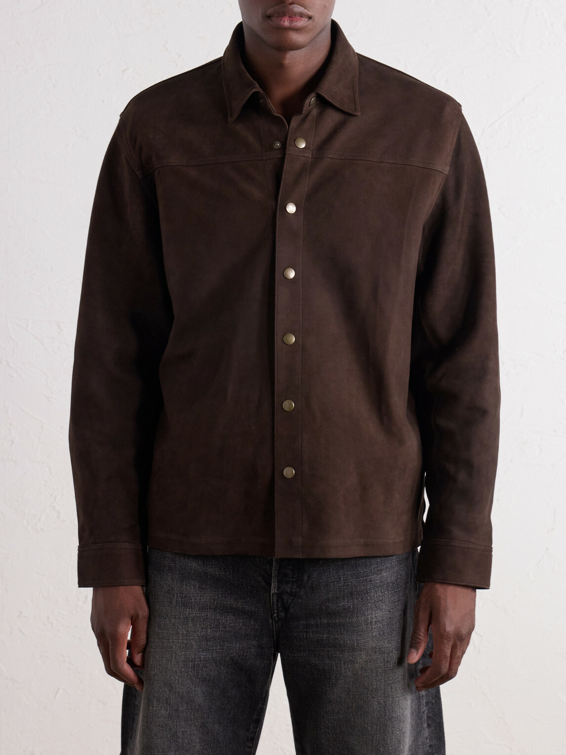 Aimé Leon Dore - Logo-Appliquéd Paneled Suede Overshirt - Brown