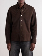 Aimé Leon Dore - Logo-Appliquéd Paneled Suede Overshirt - Brown