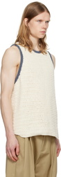 RICE NINE TEN Off-White Crochet Trim Tank Top