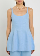 Faithfull The Brand Syna Darted Linen top Light Blue