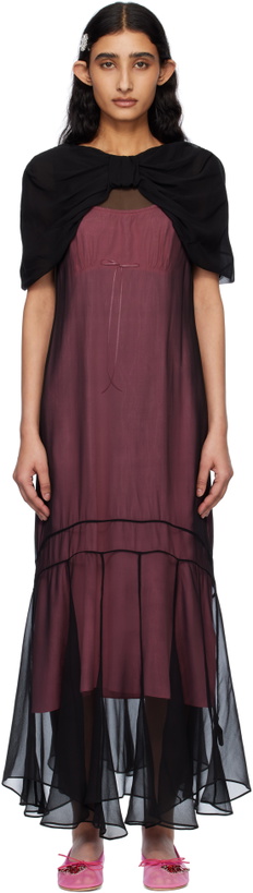 Photo: Simone Rocha Black Extended Bow Multi-Seam Maxi Dress