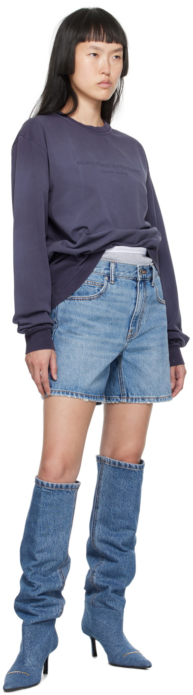 Alexander Wang Purple Embossed Long Sleeve T-Shirt Alexander Wang