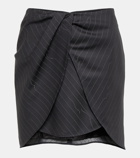 Off-White Pinstripe asymmetric wool blend miniskirt