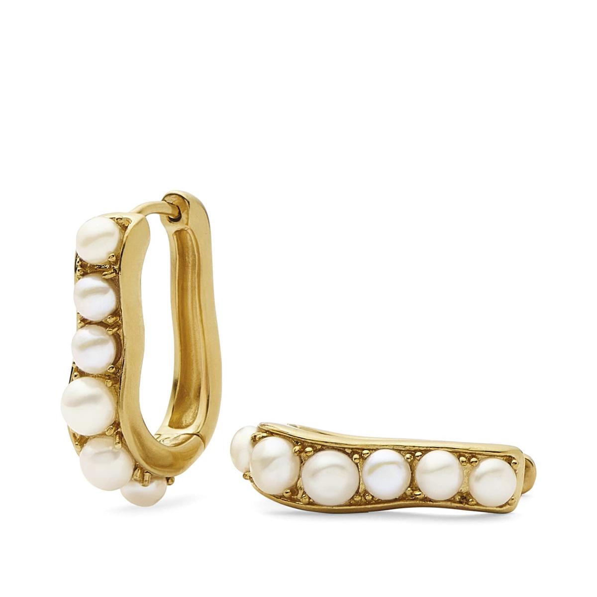 Missoma Women's Pearl Wave Hoop Earrings in Gold