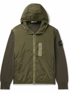 Stone Island - Slim-Fit Panelled ECONYL® Nylon Metal and Ribbed Virgin Wool Hooded Jacket - Green