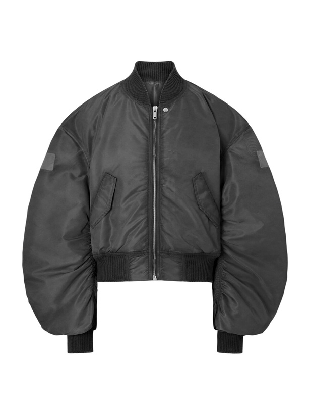 Photo: Rick Owens - Cropped Appliquéd Shell Bomber Jacket - Gray