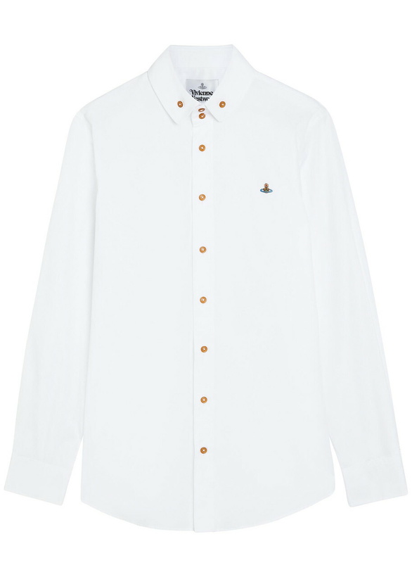 Photo: Vivienne Westwood Krall Logo-embroidered Cotton-poplin Shirt White