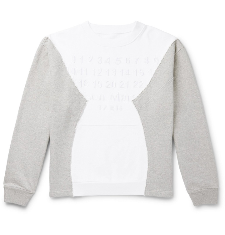 Photo: Maison Margiela - Oversized Logo-Embroidered Patchwork Loopback Cotton-Jersey Sweatshirt - White