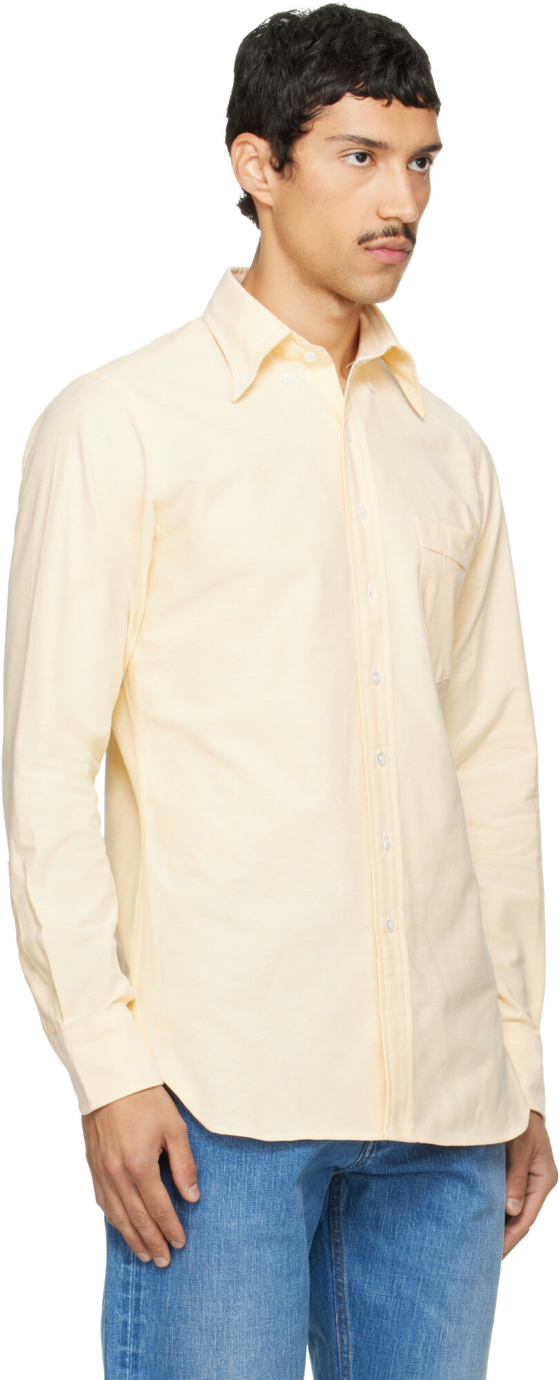 Drake's Yellow Cotton Oxford Cloth Button-Down Shirt