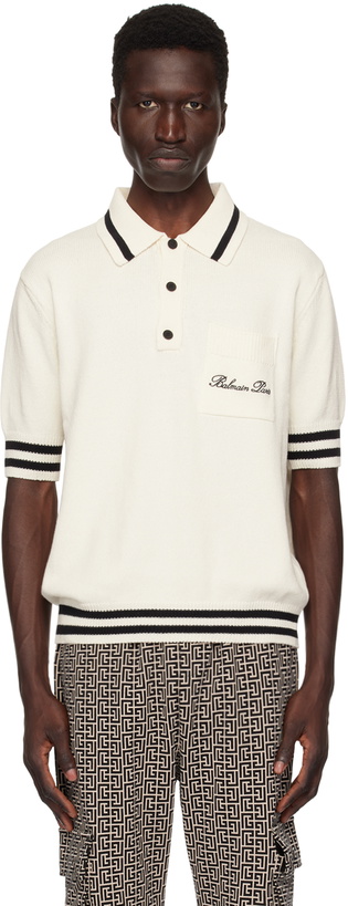 Photo: Balmain Off-White 'Balmain Signature' Polo