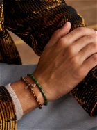 Sydney Evan - Set of Two Mini Buddha and Peace 14-Karat Gold and Emerald Beaded Bracelets
