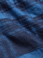 Blue Blue Japan - Grandad-Collar Checked Panelled Cotton-Flannel Shirt - Blue