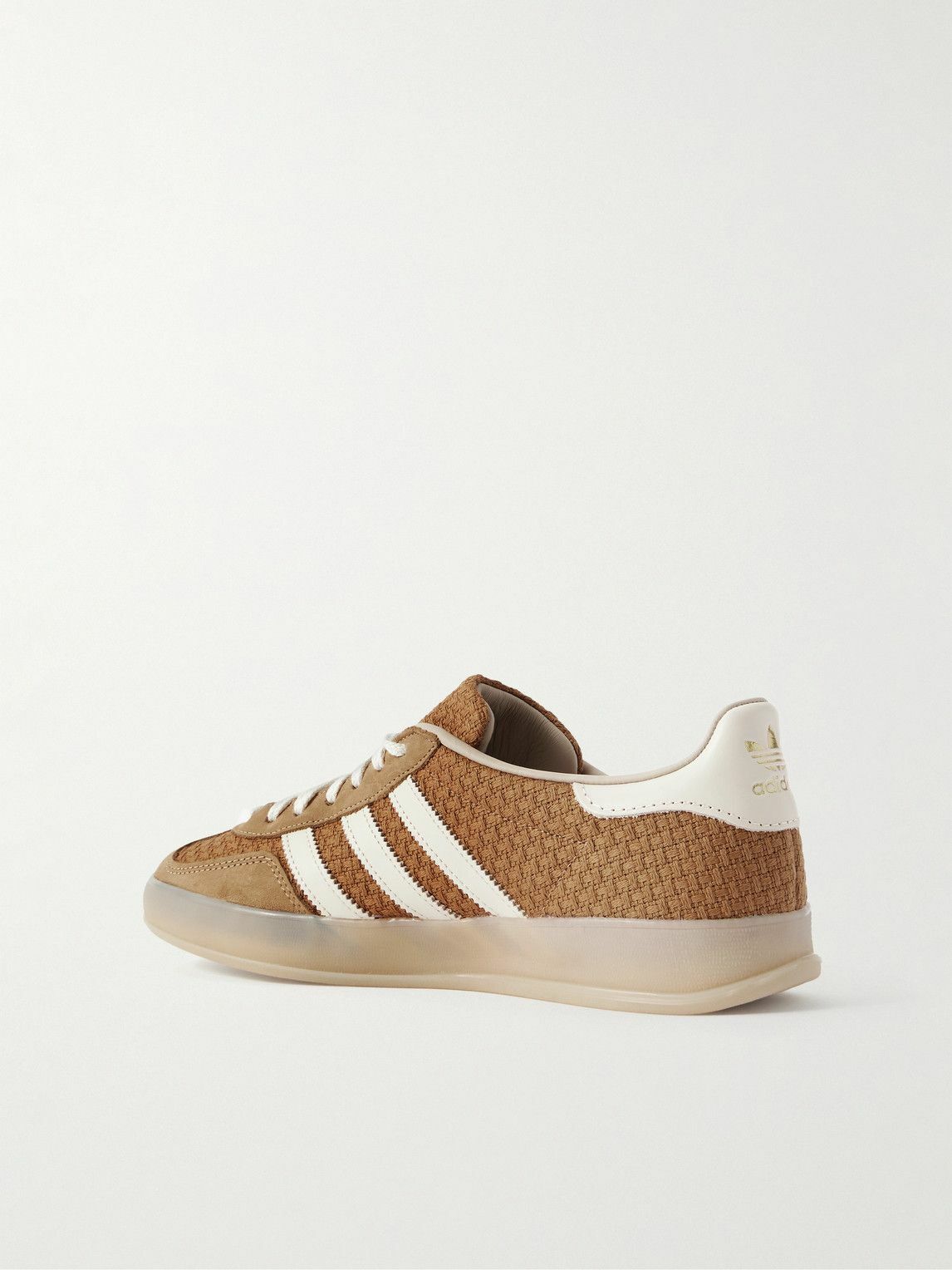 adidas Originals - Gazelle Indoor Leather and Nubuck-Trimmed Basketweave Cotton Sneakers - Brown