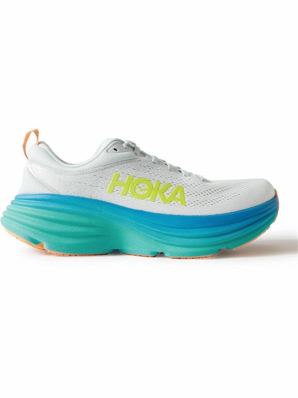 Photo: Hoka One One - Bondi 8 Rubber-Trimmed Mesh Running Sneakers - White