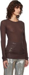 Rick Owens Brown Temple Rib LS T-shirt