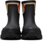 Burberry Black & Beige Ryan Rain Boots