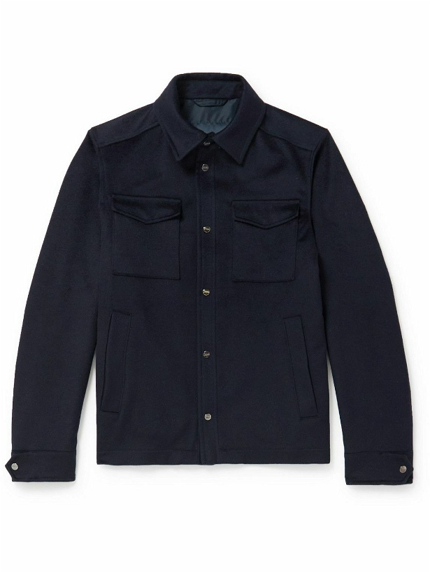 Photo: Herno - Wool and Cashmere-Blend Shirt Jacket - Blue