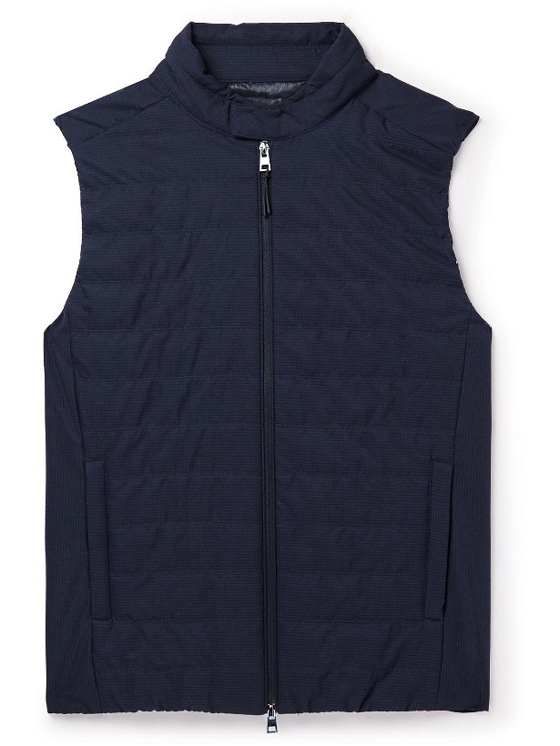 Photo: Incotex - Quilted Padded Tech-Mesh Gilet - Blue