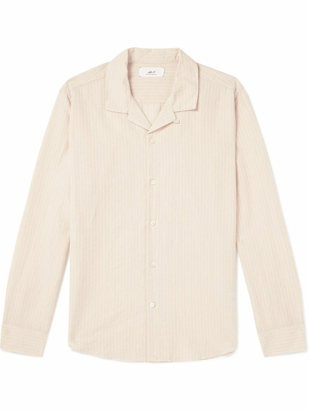 Photo: Mr P. - Convertible-Collar Striped Cotton and Linen-Blend Voile Shirt - Neutrals