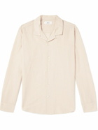 Mr P. - Convertible-Collar Striped Cotton and Linen-Blend Voile Shirt - Neutrals