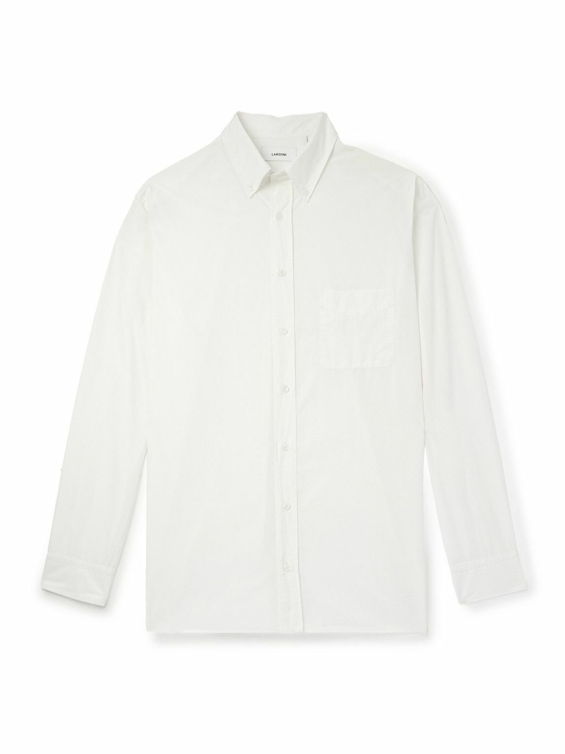 Lardini - Button-Down Collar Cotton-Poplin Shirt - White