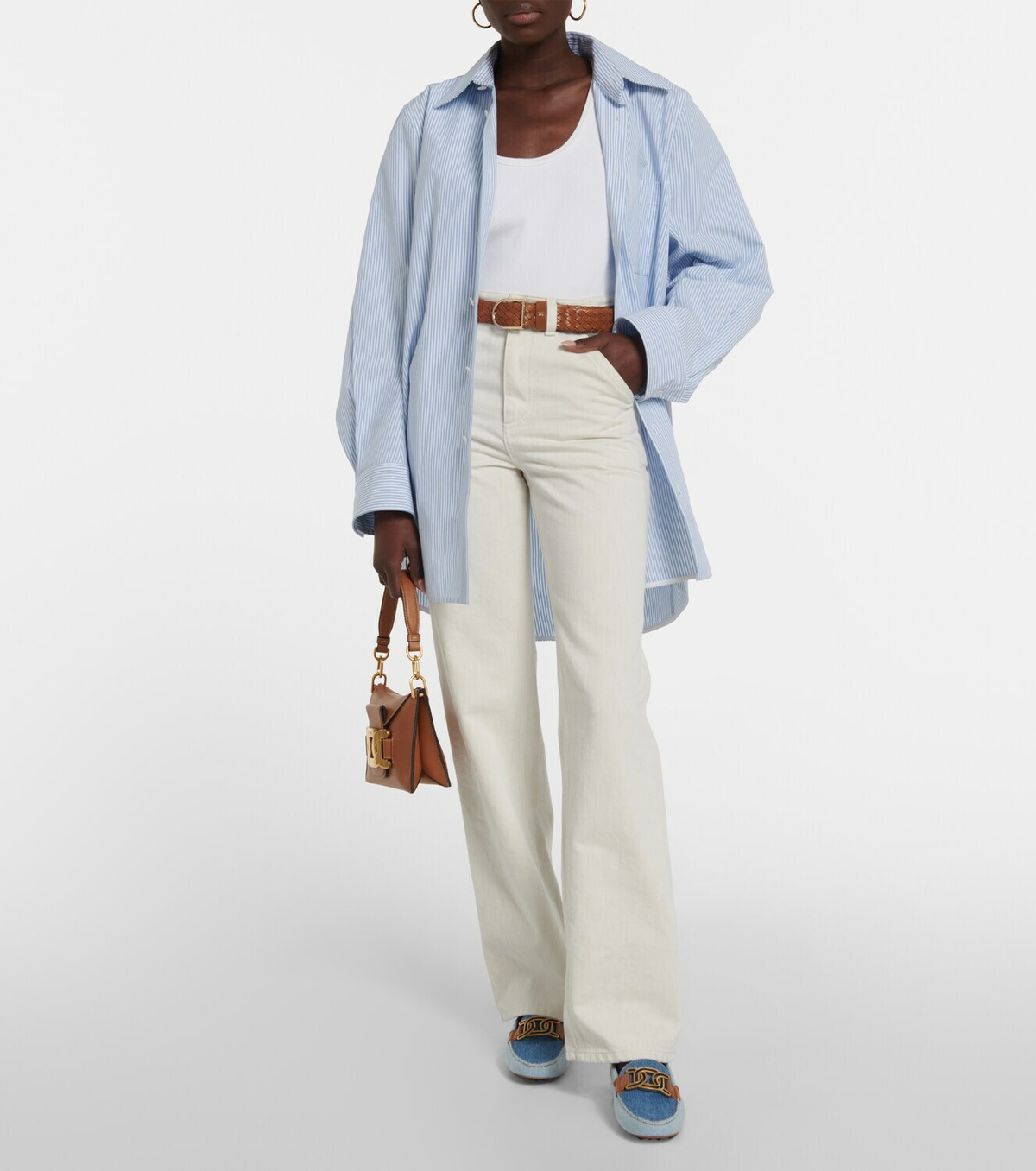 Tod's - Gommino denim and leather loafers