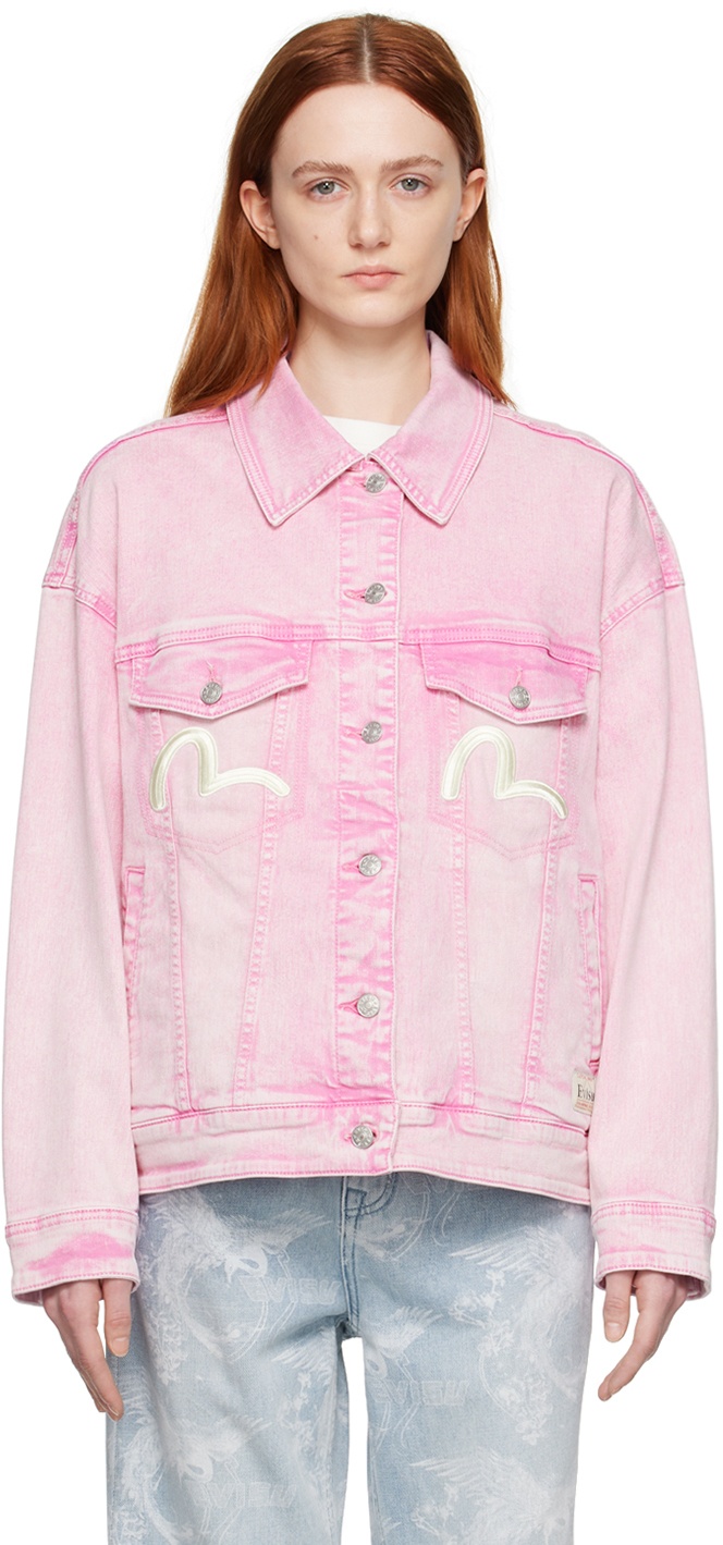 Evisu Pink Embroidered Denim Jacket Evisu