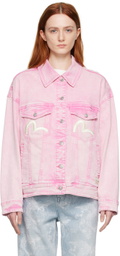 Evisu Pink Embroidered Denim Jacket