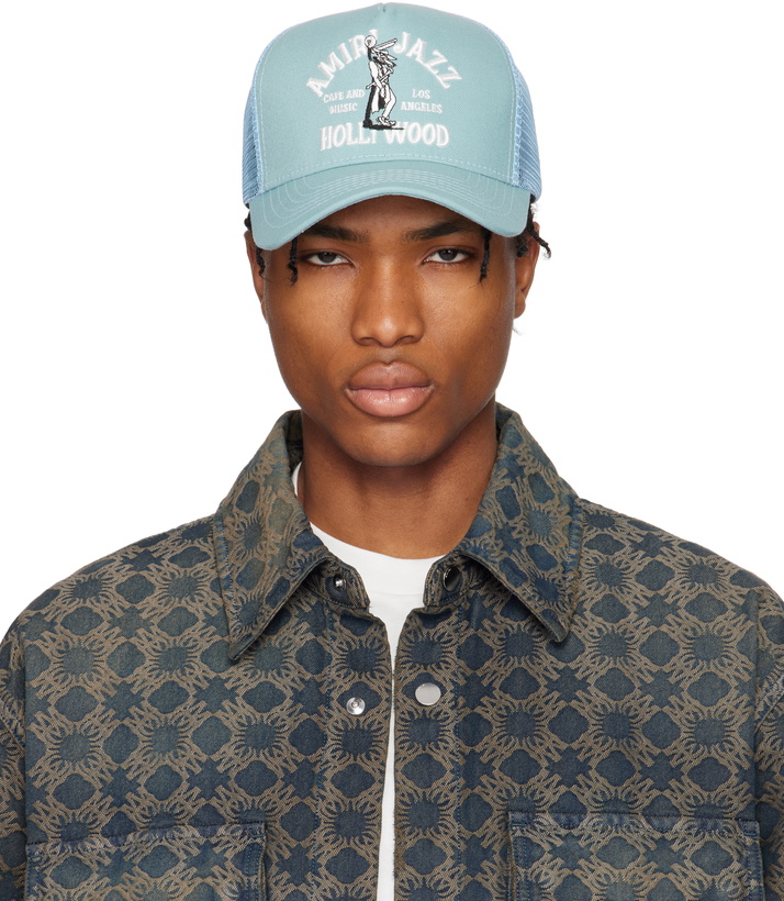 Photo: AMIRI Blue 'Amiri Jazz' Wolf Trucker Cap
