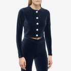 Peachy Den Women's Celeste Velour Cardigan in Navy