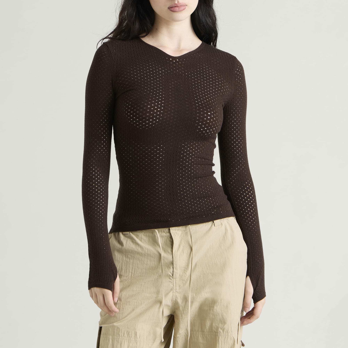 Peachy Den Women's Thermal Knit in Chocolate